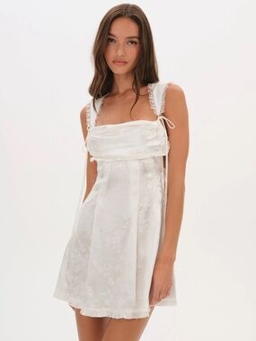 For Love and Lemons Holland Mini Dress in White, Size S NWT